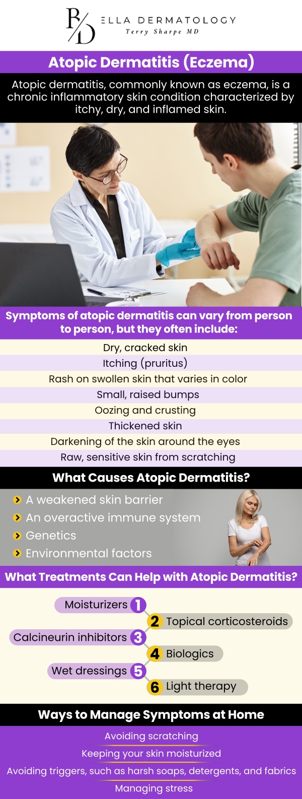 Eczema can be a frustrating condition, with constant trial and error to find the right treatment. It causes inflamed, dry patches on the skin that lead to discomfort and irritation. While a perfect solution may not exist, with patience and the right approach, many people can manage their symptoms effectively. Visit Dr. Terry L. Sharpe, MD, for personalized treatment options to manage your eczema symptoms effectively. For more information, contact us or request an appointment online. We are conveniently located at 2340 Patrick Henry Parkway Suite 150, McDonough, GA 30253.