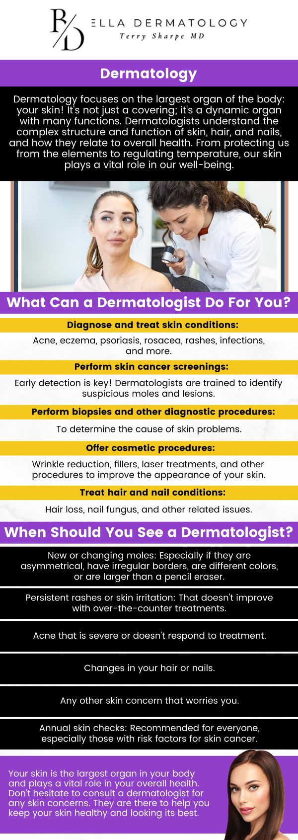 As we transition into adulthood, our skin undergoes significant structural changes, influenced by cumulative sun exposure, hormonal shifts, and the natural slowing of cellular regeneration. At Bella Dermatology, we provide a sophisticated level of care tailored specifically to these evolving needs. Led by Dr. Terry Sharpe, MD, our clinic serves as a comprehensive resource for both medical and aesthetic concerns. Whether you are dealing with a persistent inflammatory condition or seeking to mitigate the visible signs of aging, our team provides the clinical precision necessary to maintain healthy, resilient skin throughout every decade of your adult life. For more information, contact us or request an appointment online. We are conveniently located at 2340 Patrick Henry Parkway Suite 150, McDonough, GA 30253.